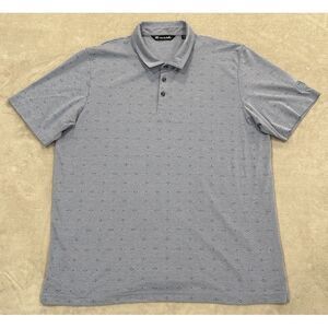 Travis Mathew Brew Boys Heather Federal Blue Mens Golf Polo Polka Dots‎ Size XXL